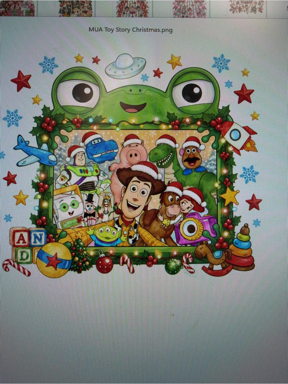 Toy Story Holiday Wall Art Sticker - Green Festive Frame by